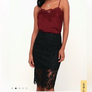 Lulus Black Lace Midi Skirt